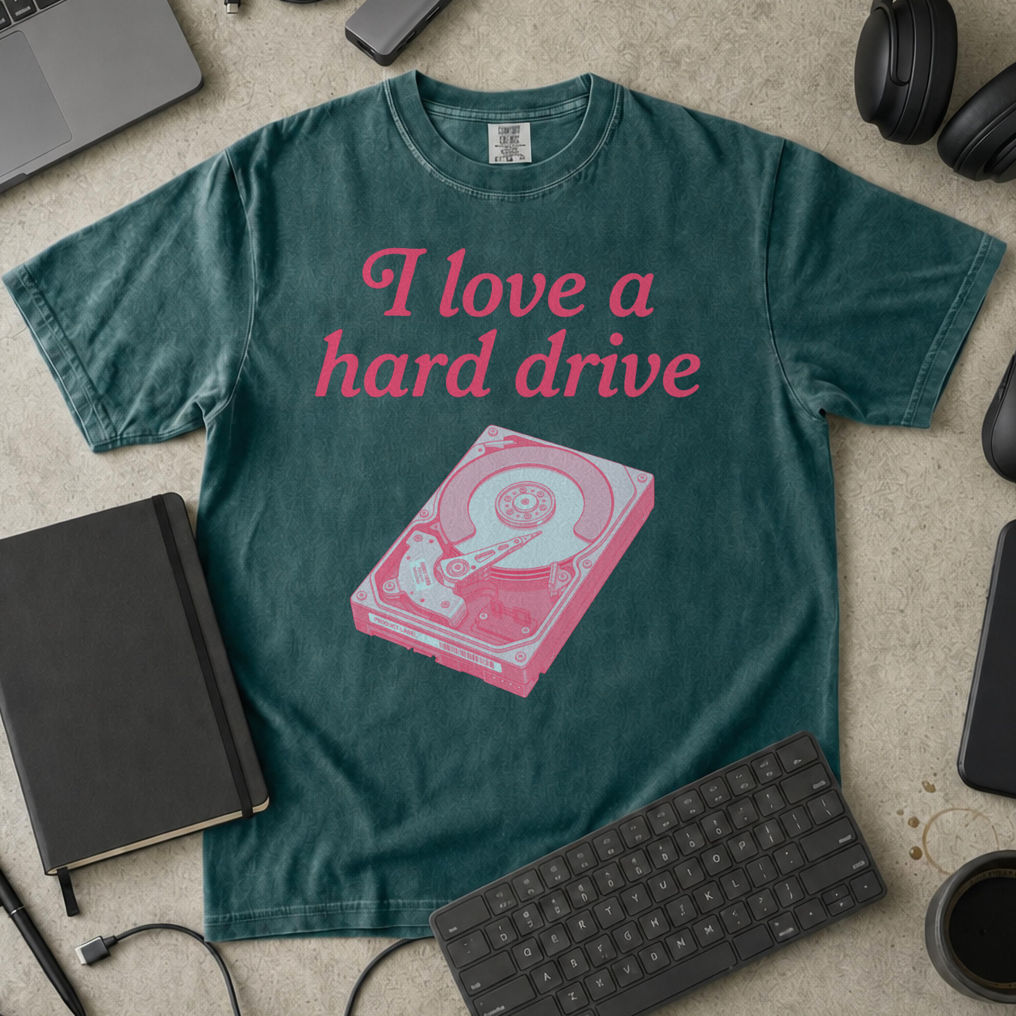 I Love A Hard Drive Premium Shirt — blue spruce Premium Shirt mock-up