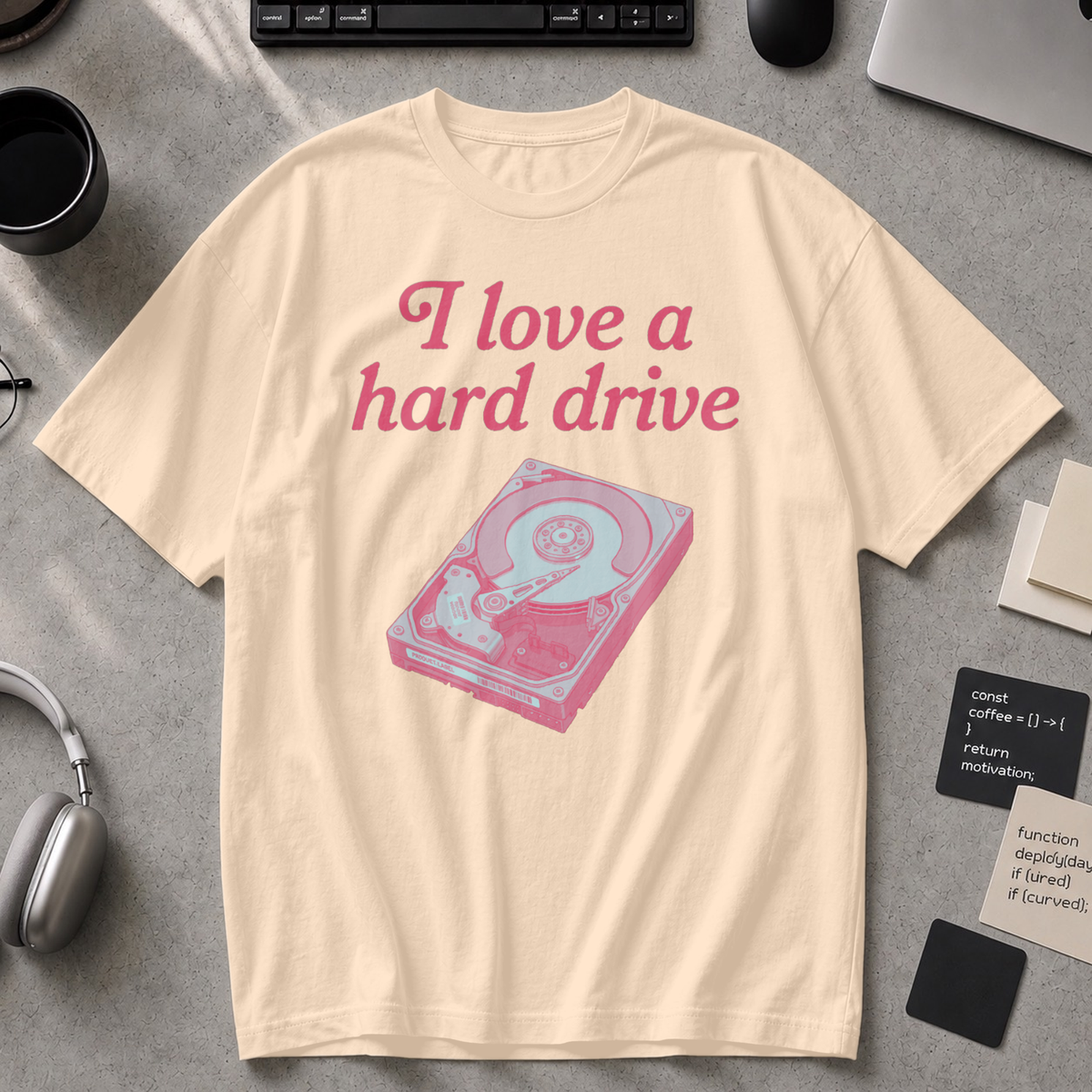 I Love A Hard Drive Premium Shirt - Ivory