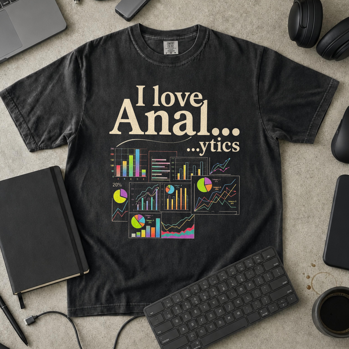 I Love Analytics Premium Shirt — black Premium Shirt mock-up