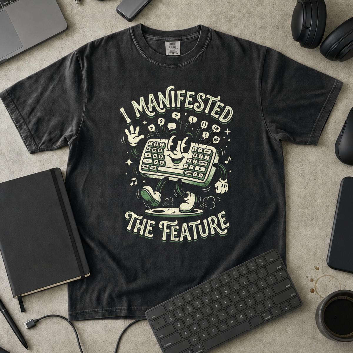 I Manifested The Feature Premium Shirt — black Premium Shirt mock-up