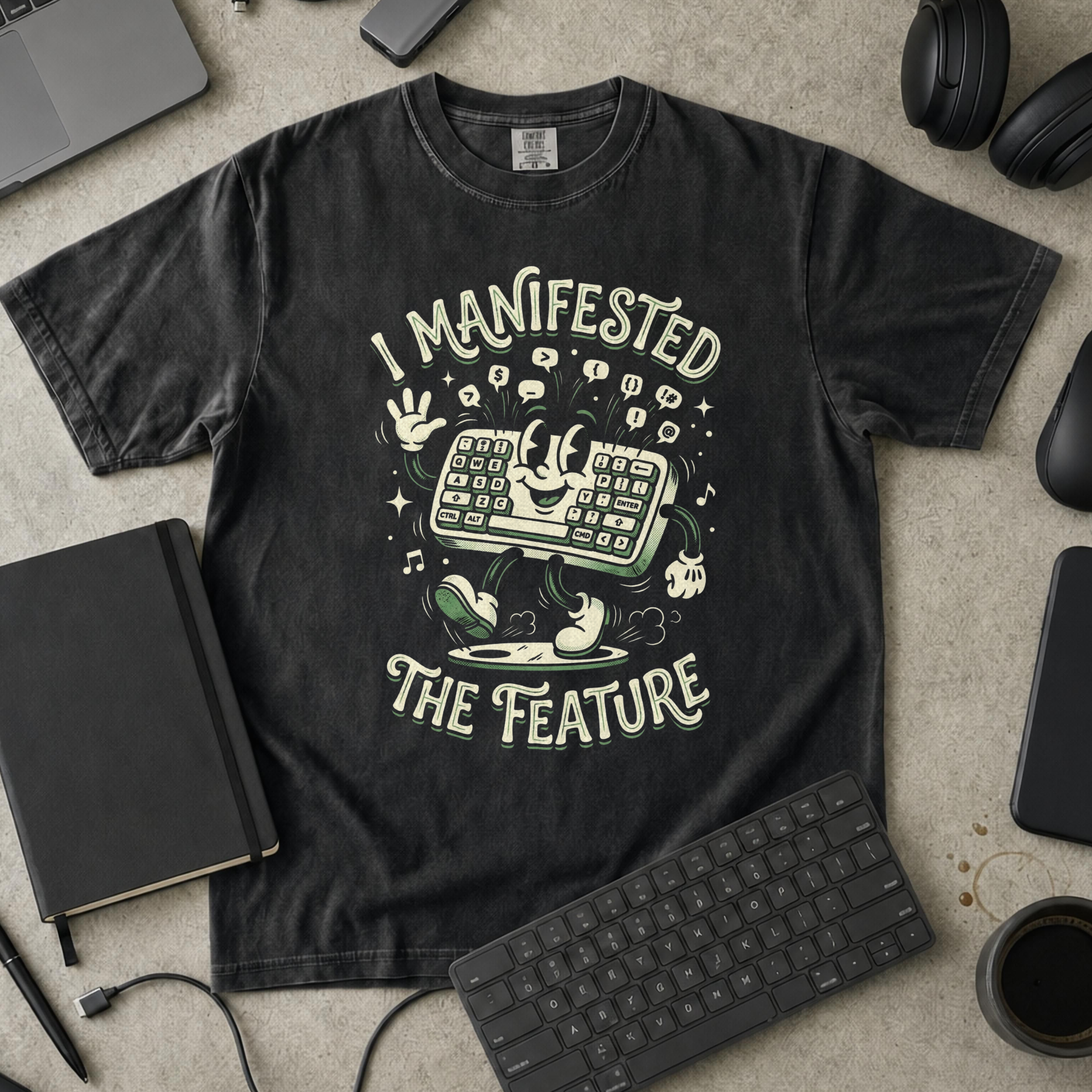 I Manifested The Feature Premium Shirt — black Premium Shirt mock-up