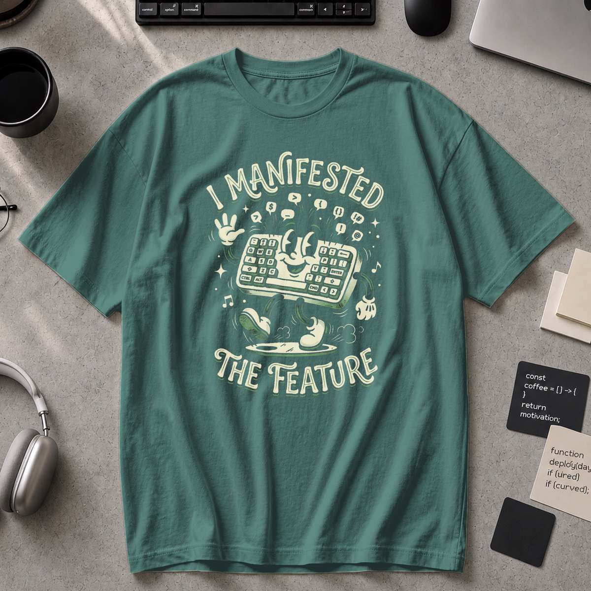 I Manifested The Feature Premium Shirt - Blue Spruce