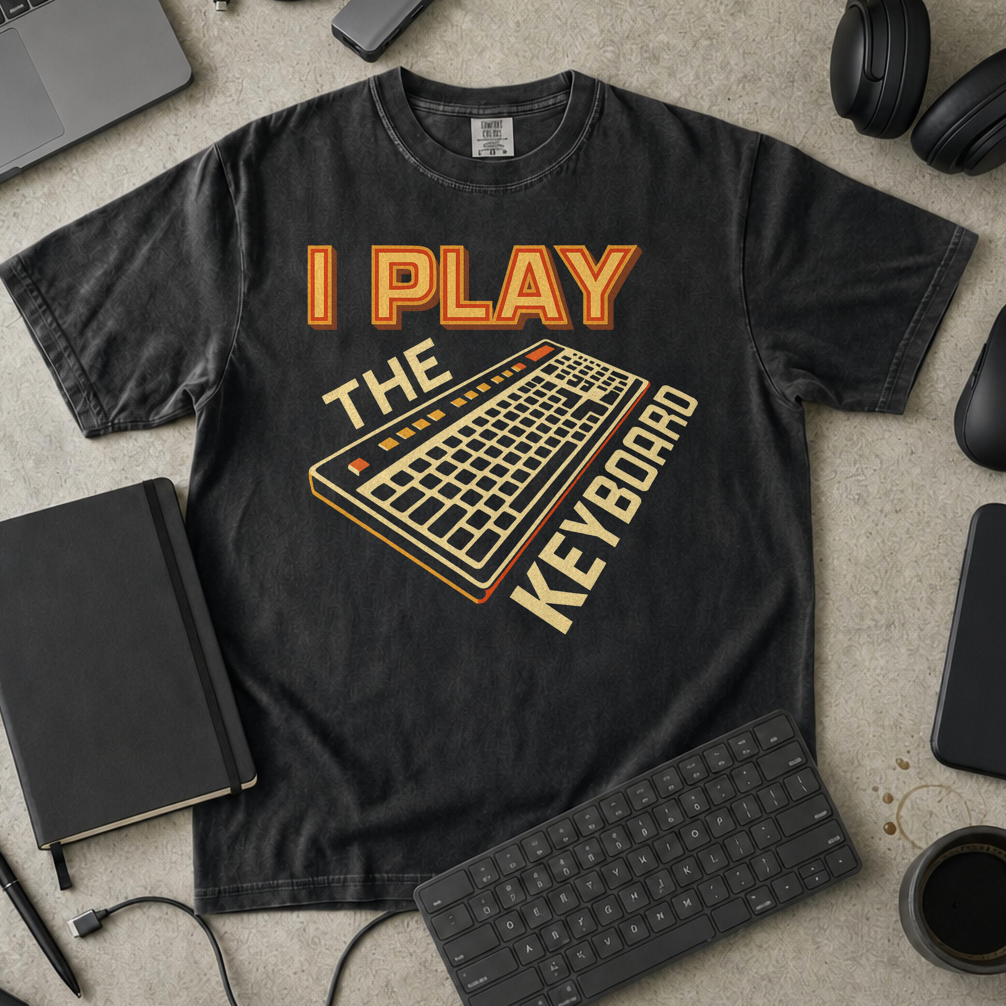 i play the keyboard Premium Shirt — black Premium Shirt mock-up