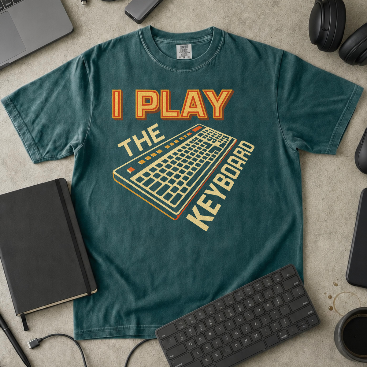 i play the keyboard Premium Shirt — blue spruce Premium Shirt mock-up