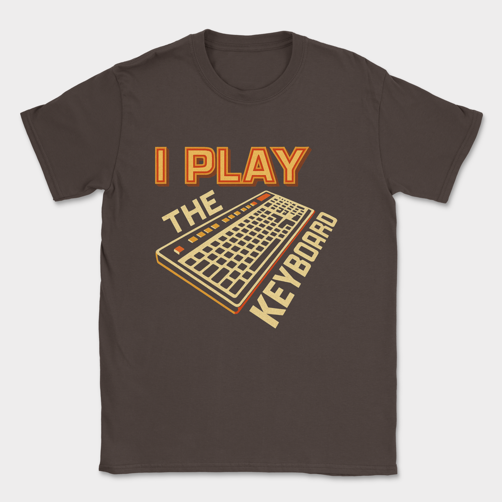 i play the keyboard shirt — Dark Chocolate
