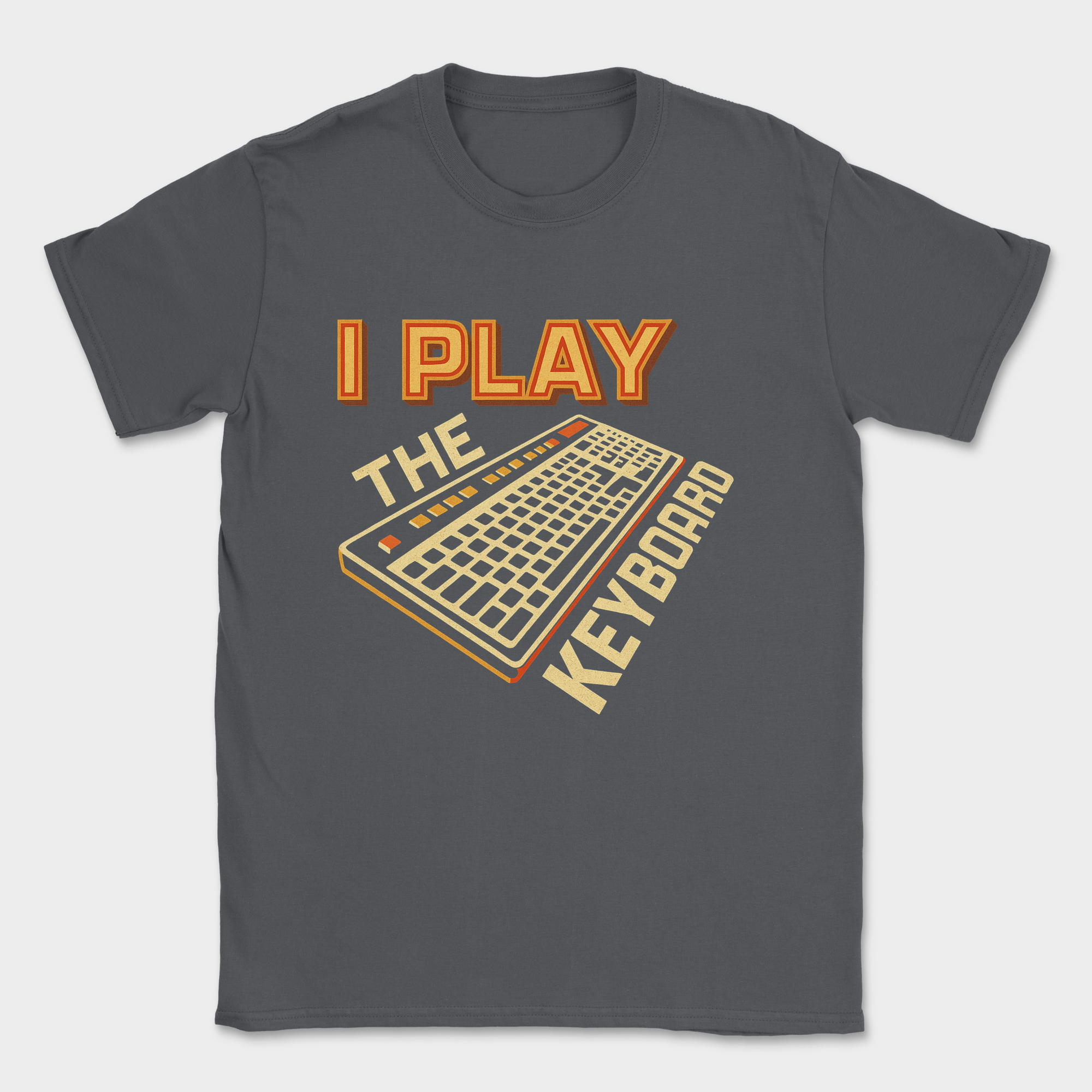 i play the keyboard shirt — Dark Heather Grey