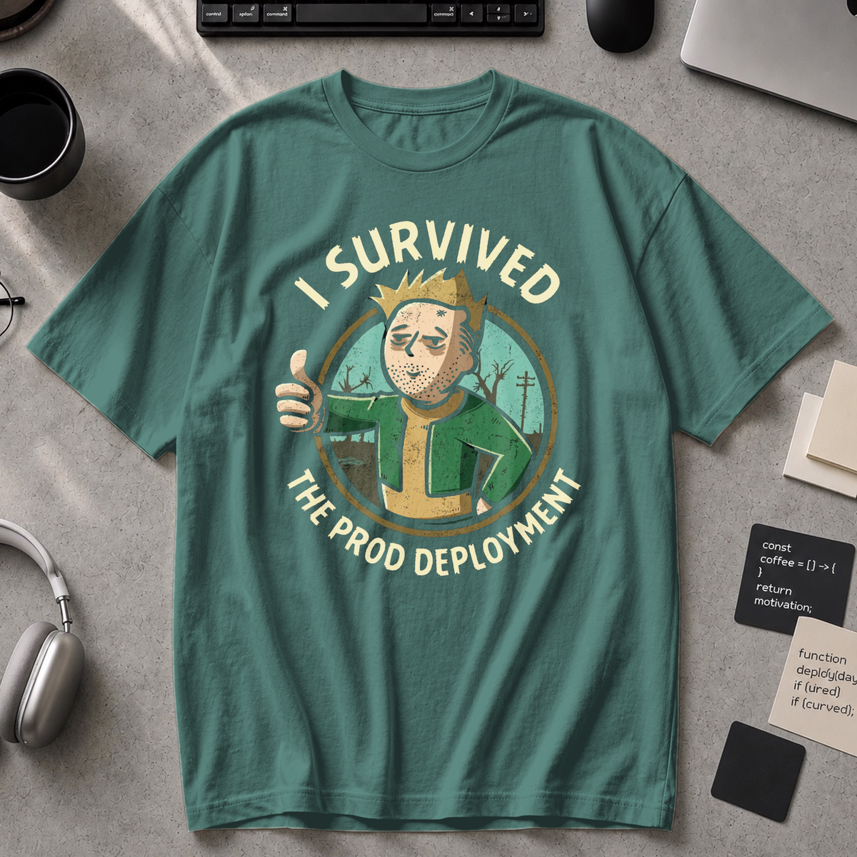 I Survived The Prod Deployment Premium Shirt - Blue Spruce