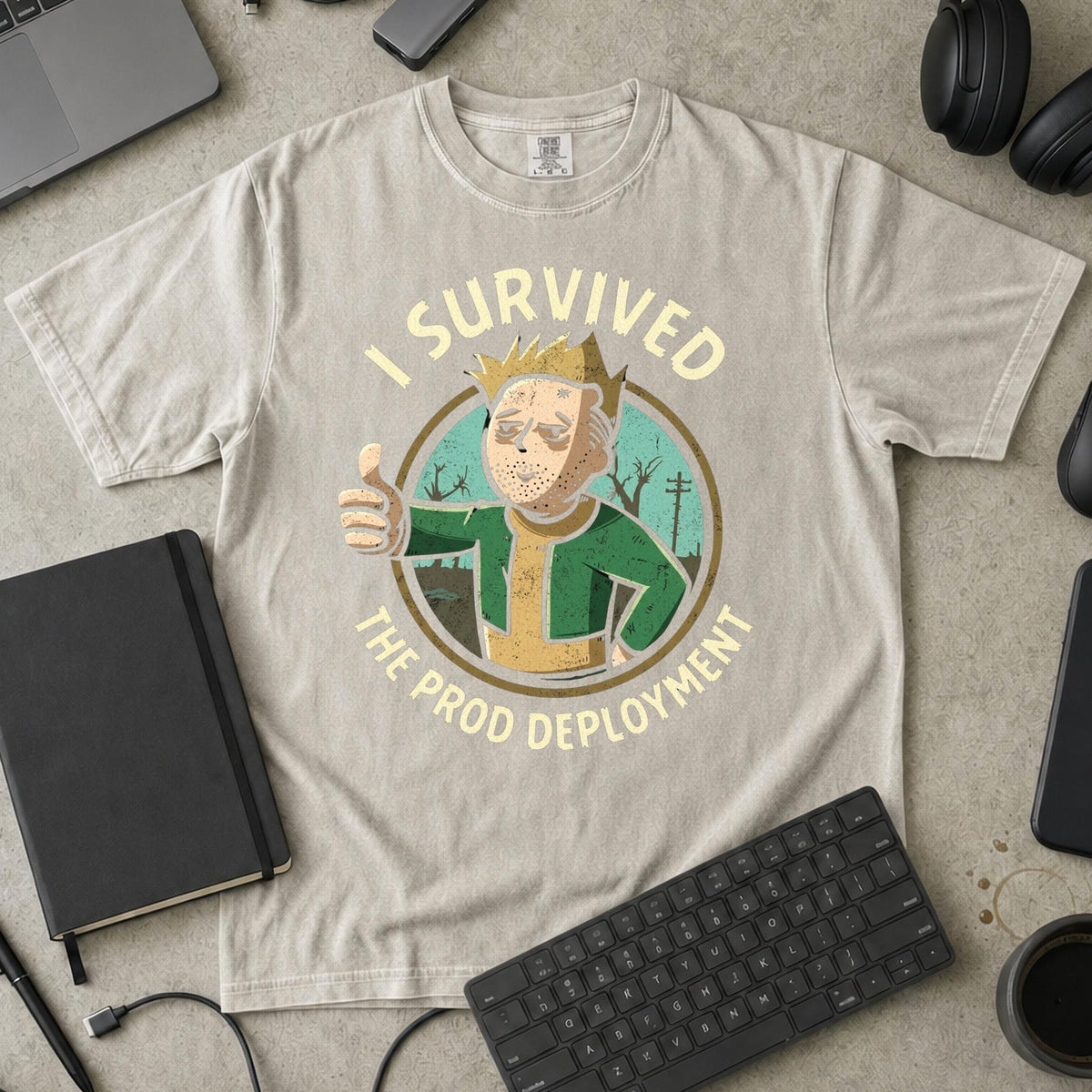 I Survived The Prod Deployment Premium Shirt — ivory Premium Shirt mock-up