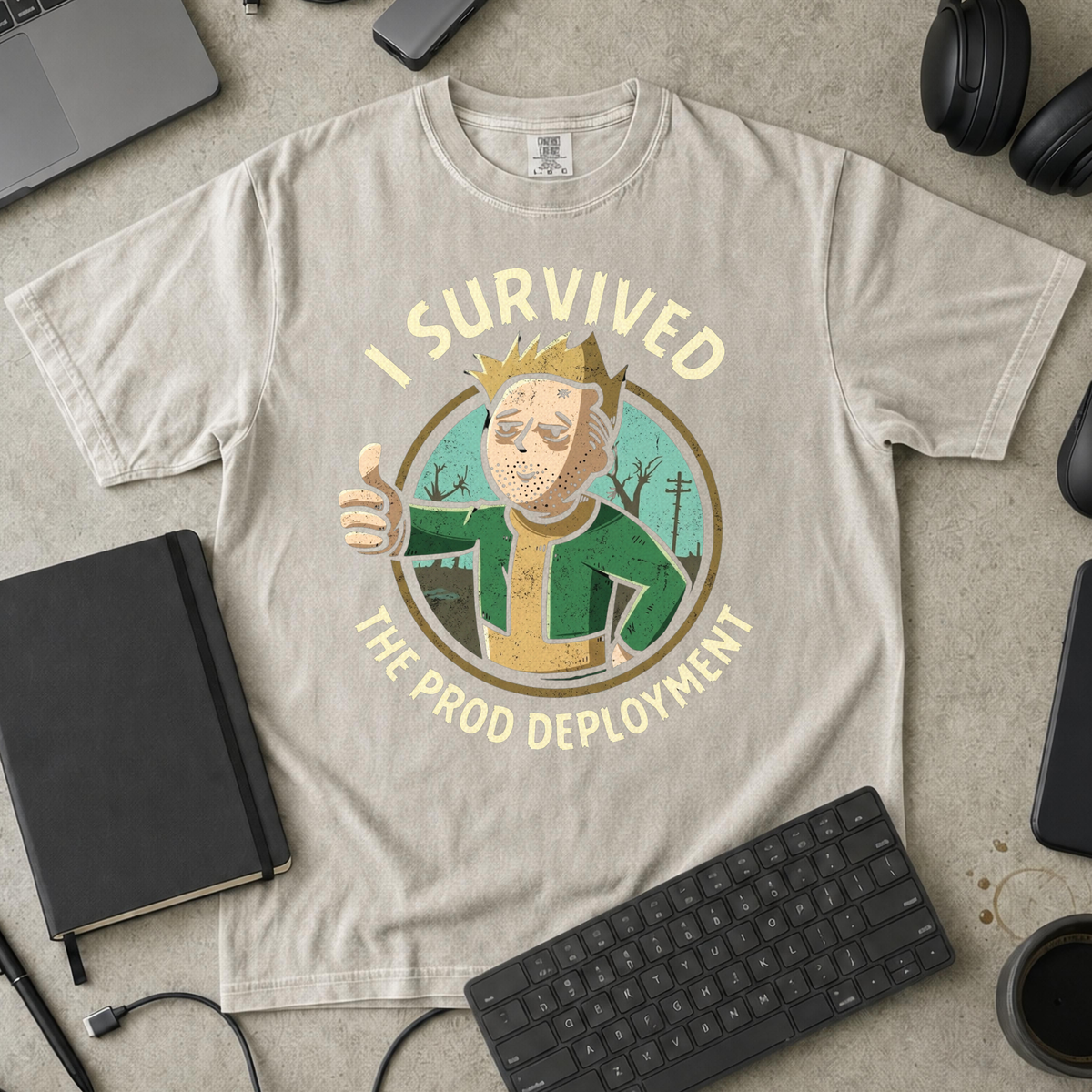 I Survived The Prod Deployment Premium Shirt — ivory Premium Shirt mock-up