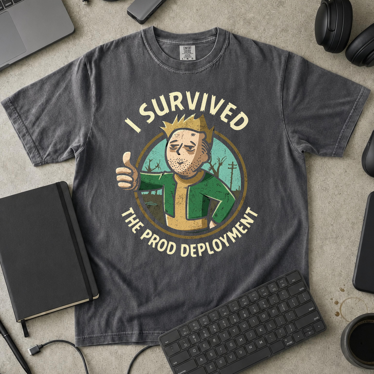 I Survived The Prod Deployment Premium Shirt — pepper Premium Shirt mock-up