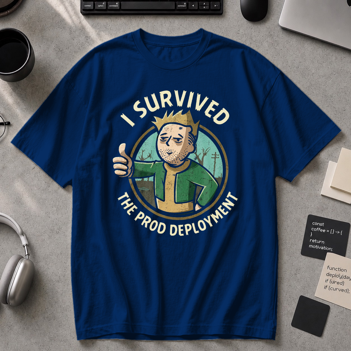 I Survived The Prod Deployment Premium Shirt - True Navy