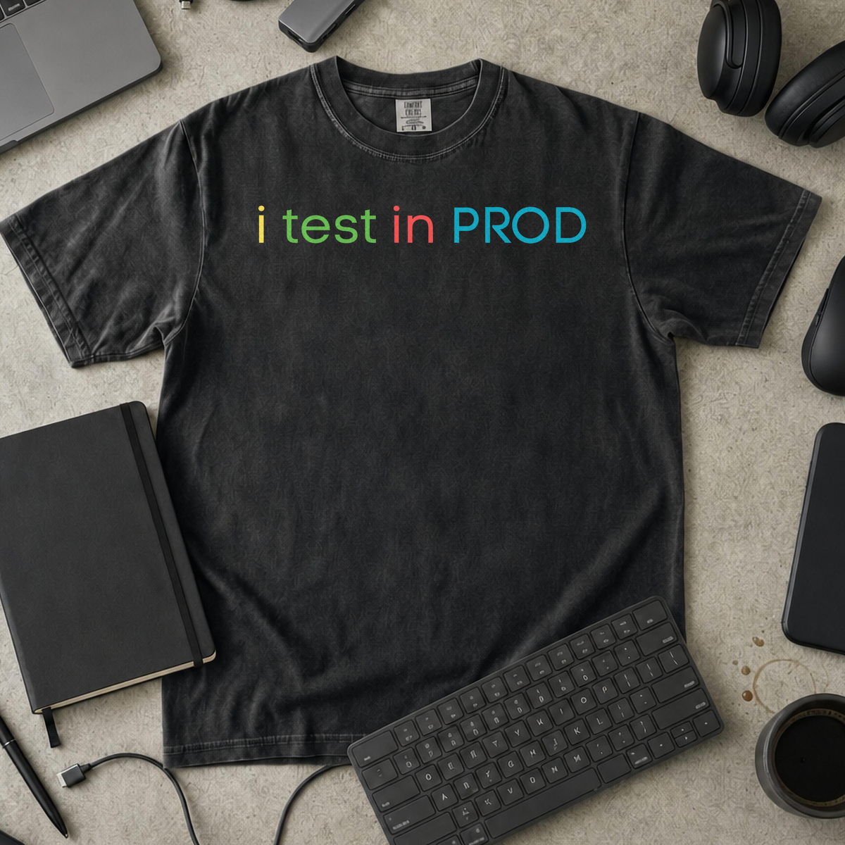 i test in PROD Premium Shirt — black Premium Shirt mock-up