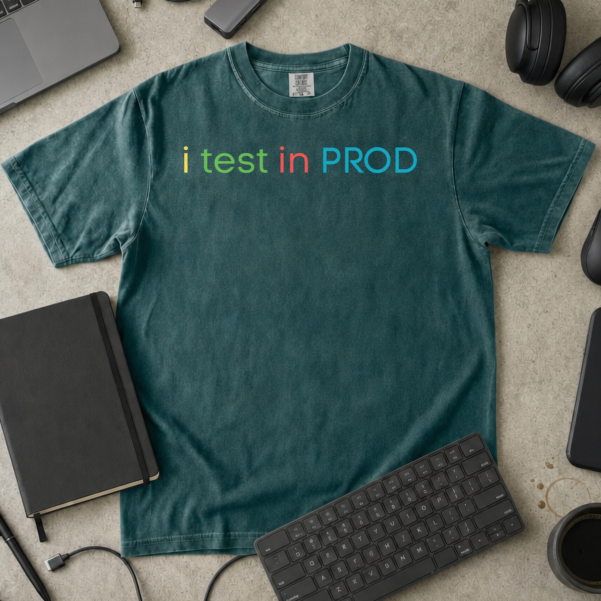 i test in PROD Premium Shirt — blue spruce Premium Shirt mock-up