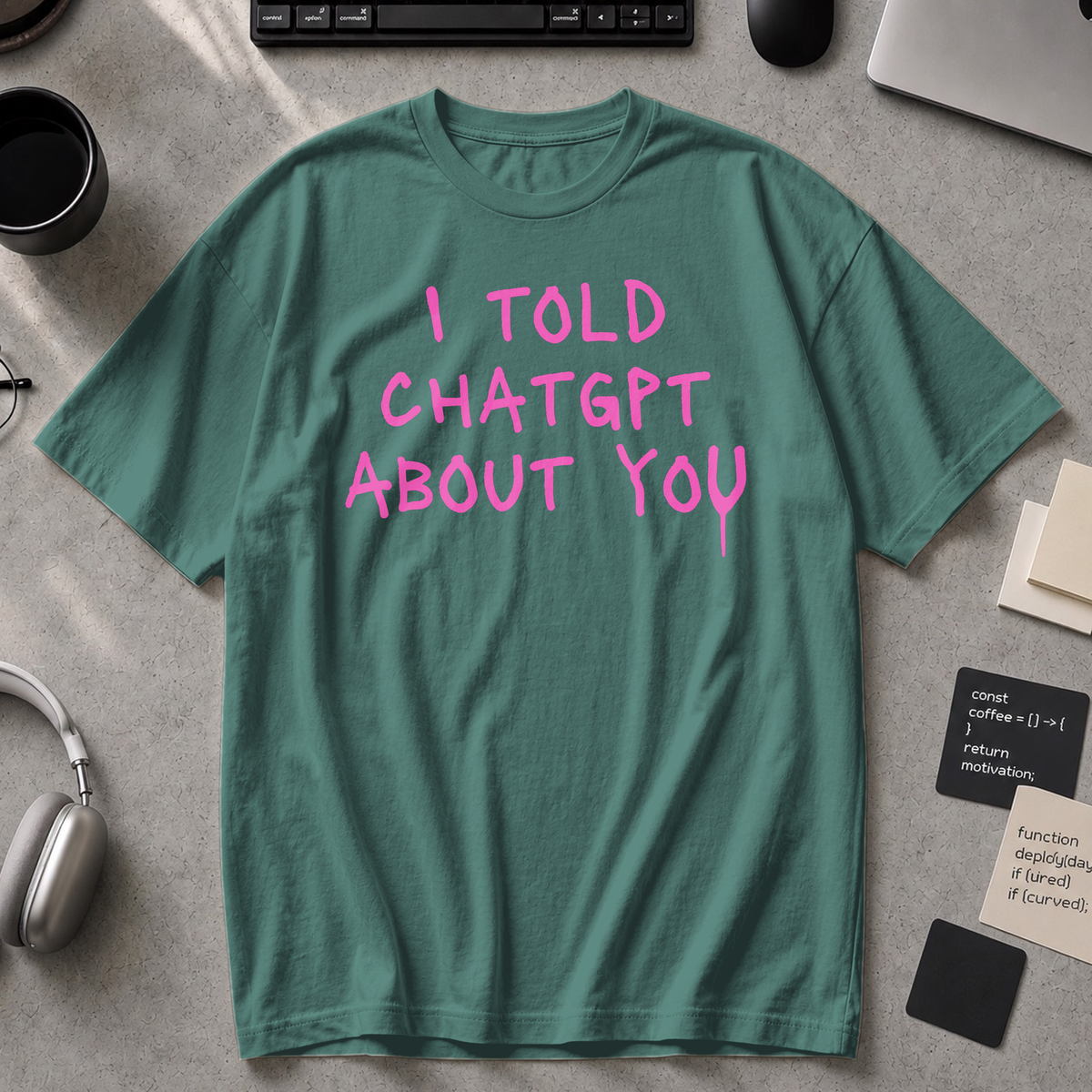 I Told ChatGPT About You Premium Shirt - Blue Spruce