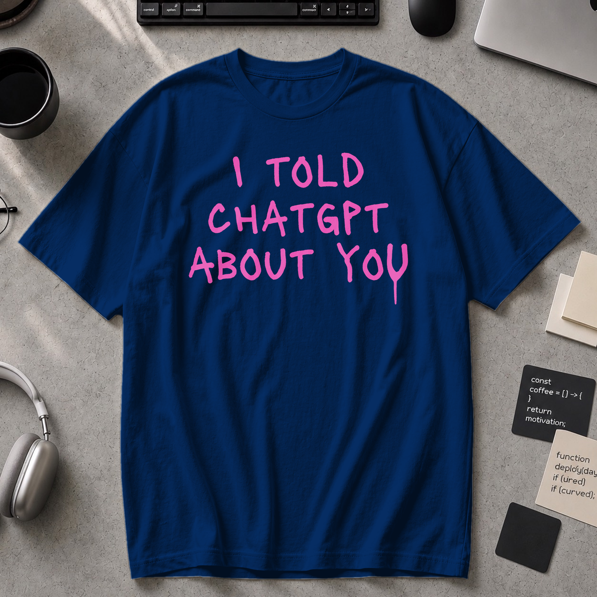 I Told ChatGPT About You Premium Shirt - True Navy