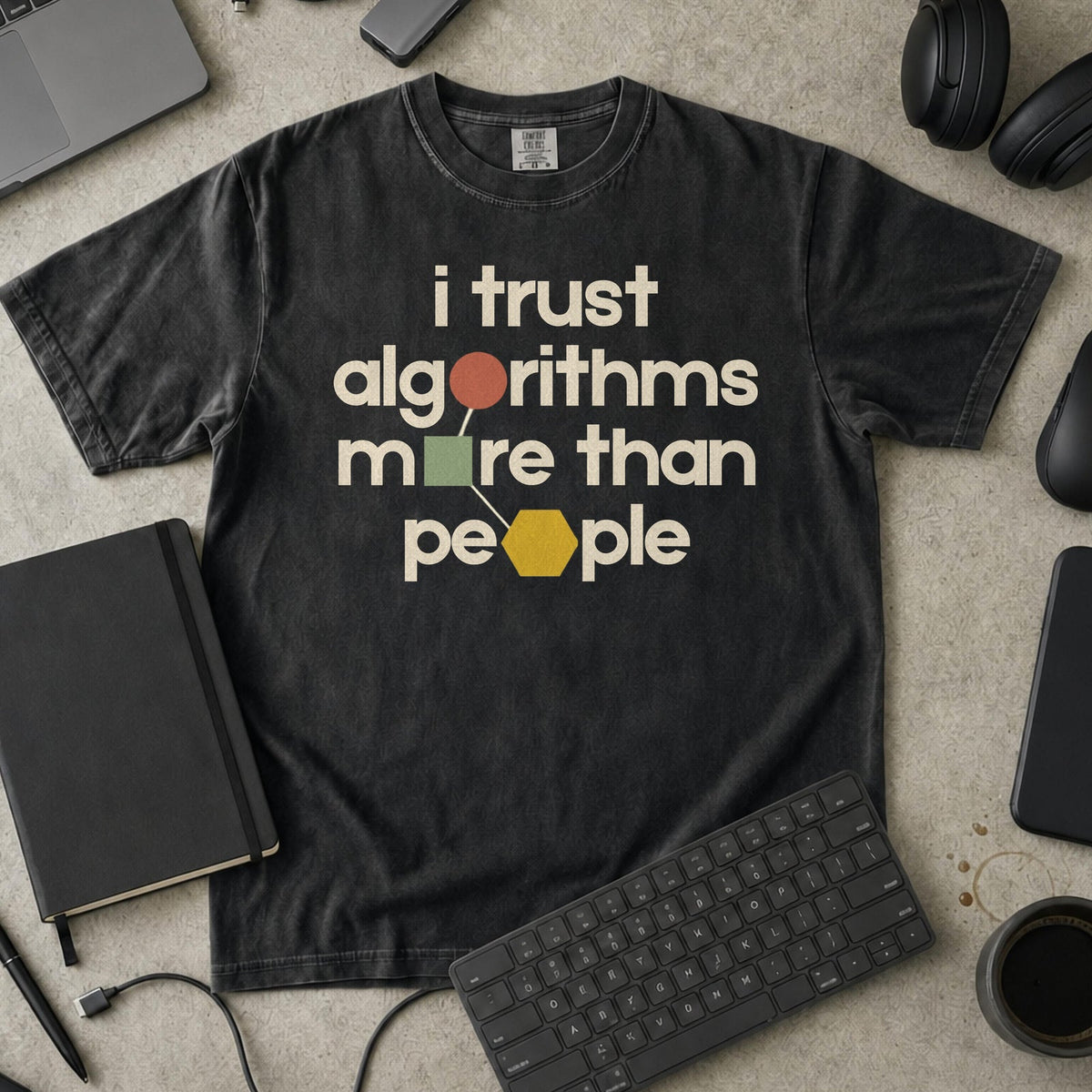 I Trust Algorithms More Than People Premium Shirt — black Premium Shirt mock-up