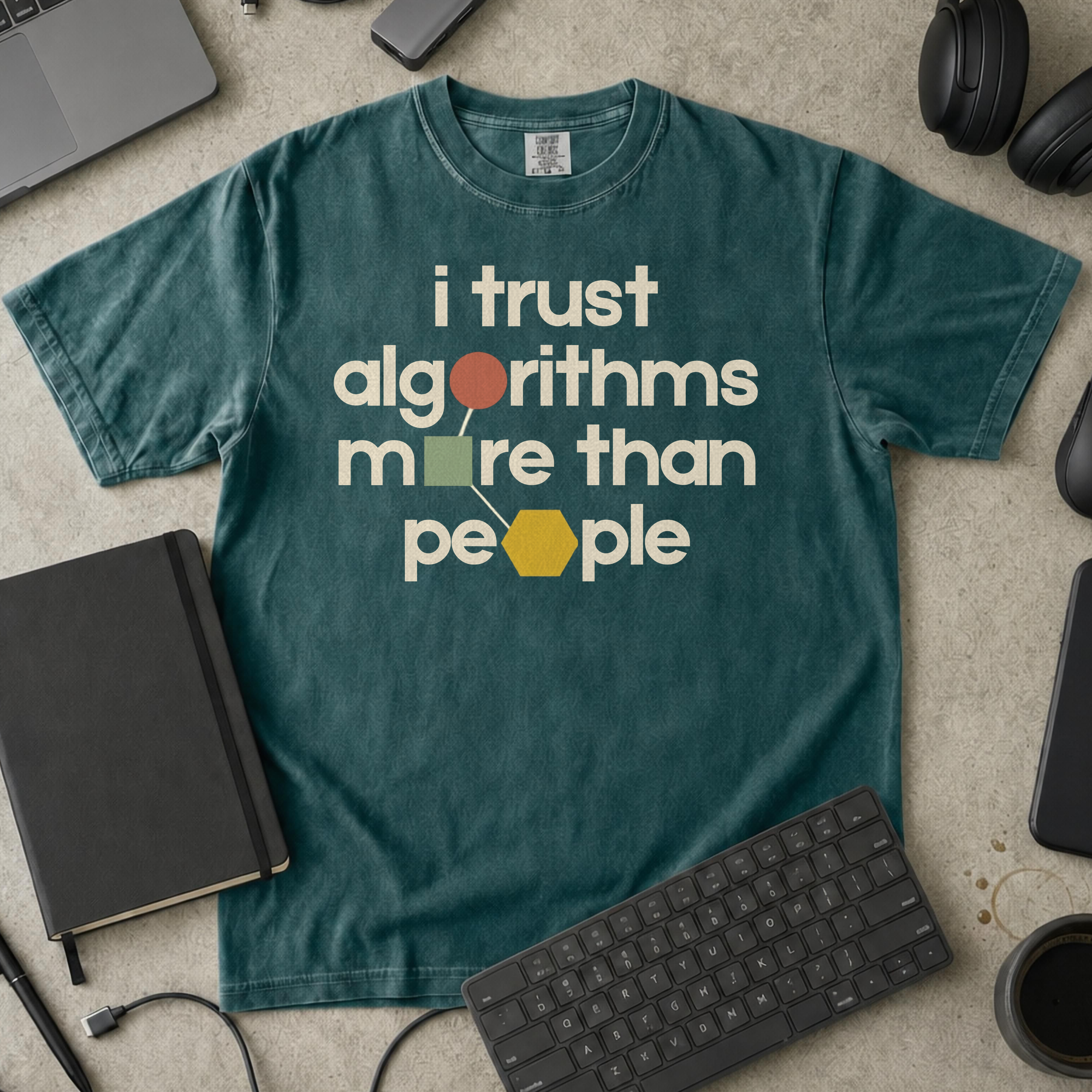 I Trust Algorithms More Than People Premium Shirt — blue spruce Premium Shirt mock-up