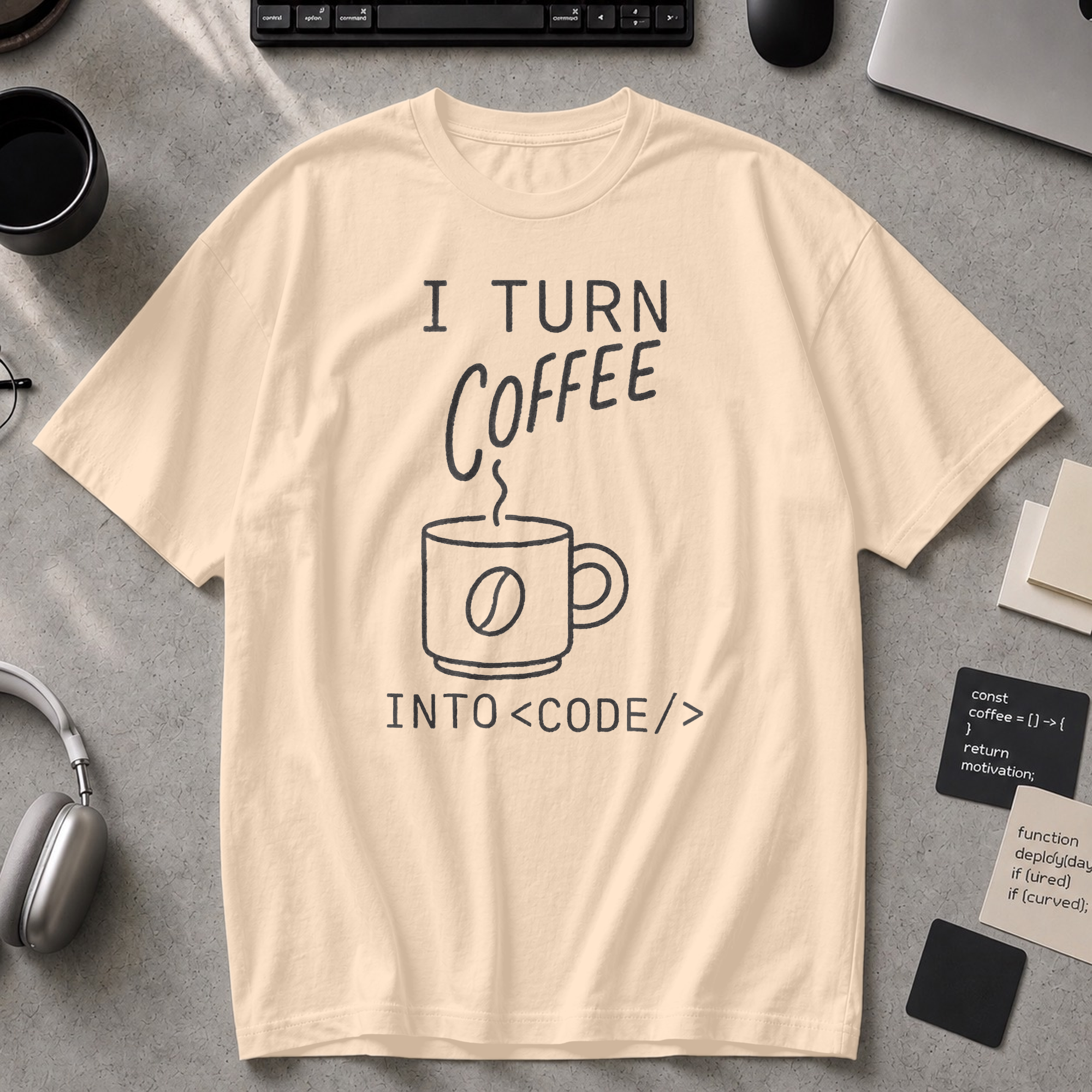 i turn coffee into code Premium Shirt - Ivory
