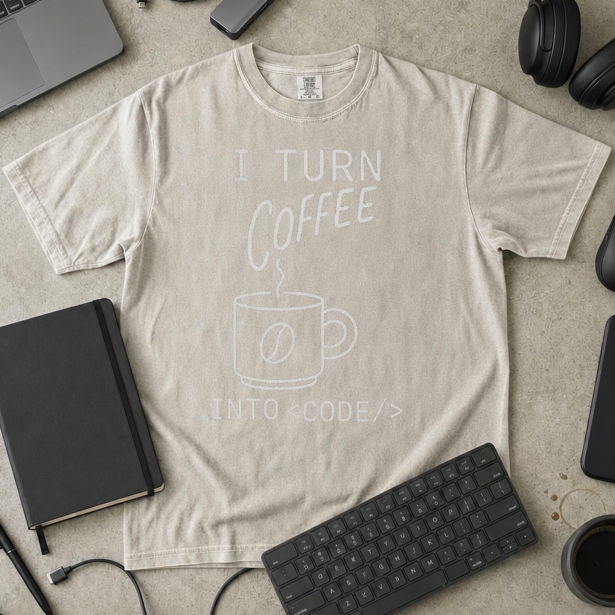 i turn coffee into code Premium Shirt — ivory Premium Shirt mock-up