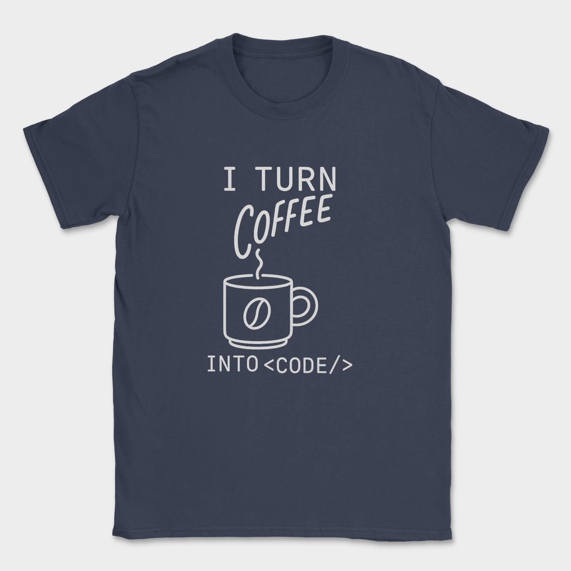 i turn coffee into code shirt — Navy