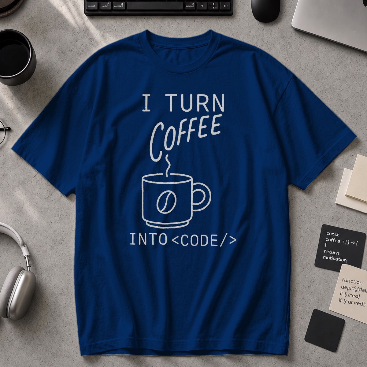 i turn coffee into code Premium Shirt - True Navy