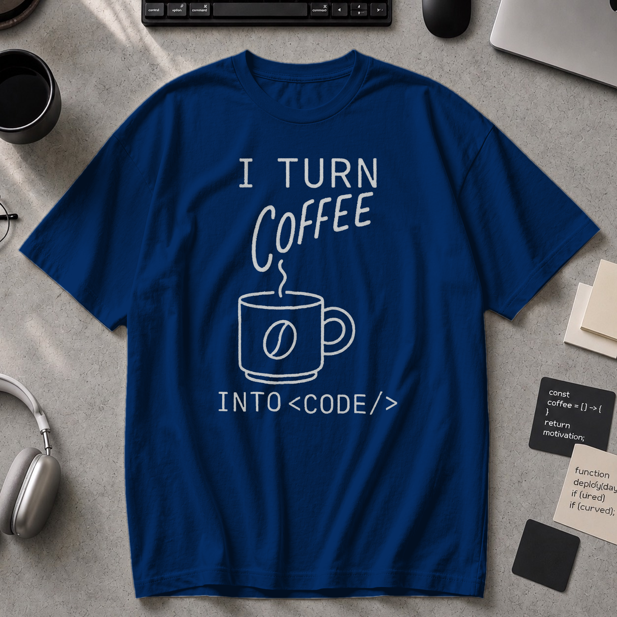 i turn coffee into code Premium Shirt - True Navy
