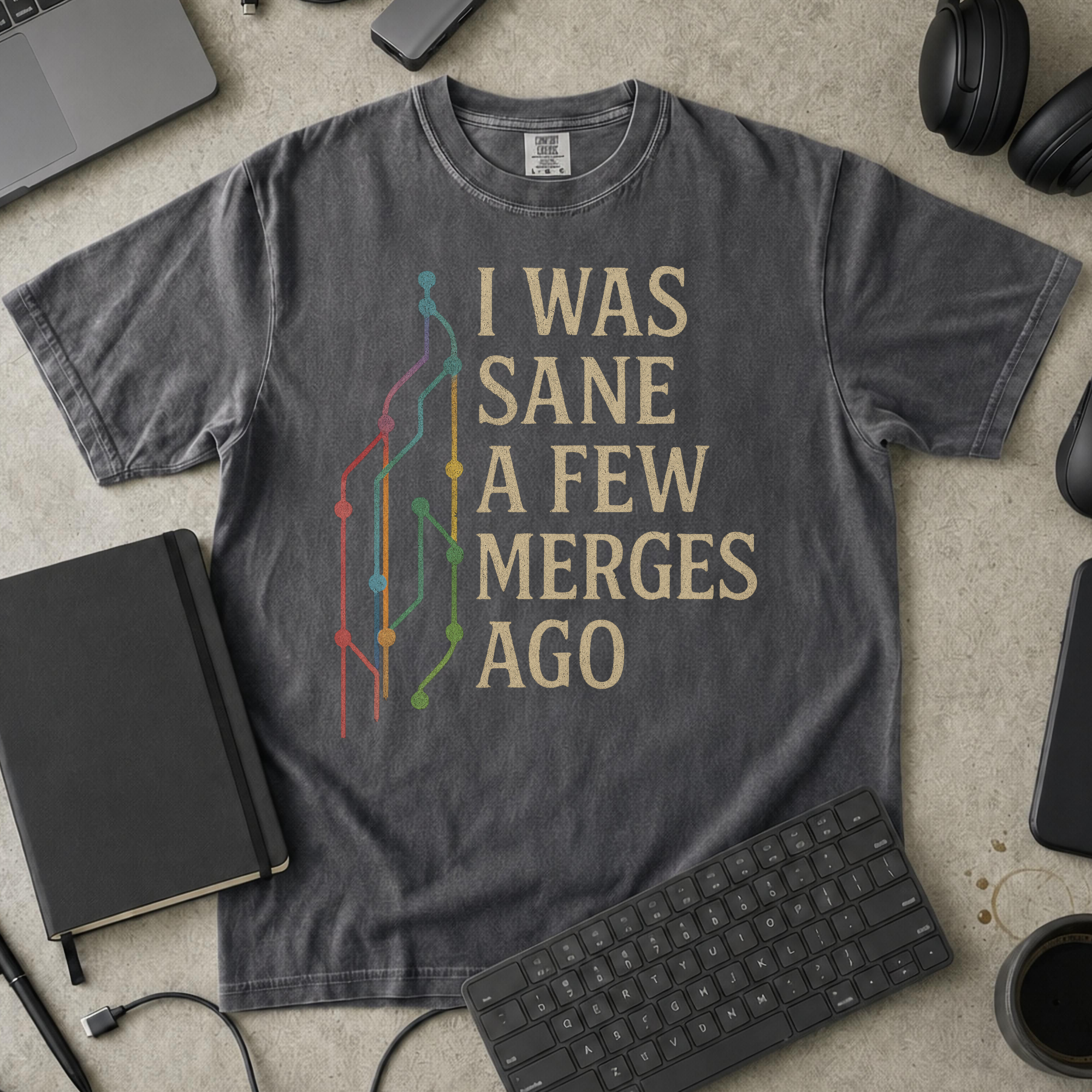 i was sane few merges ago Premium Shirt — pepper Premium Shirt mock-up