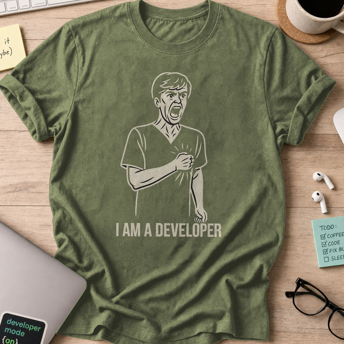 i am a developer shirt - Military Green
