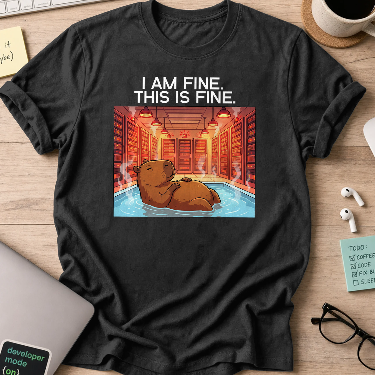 i am fine capybara shirt - Black