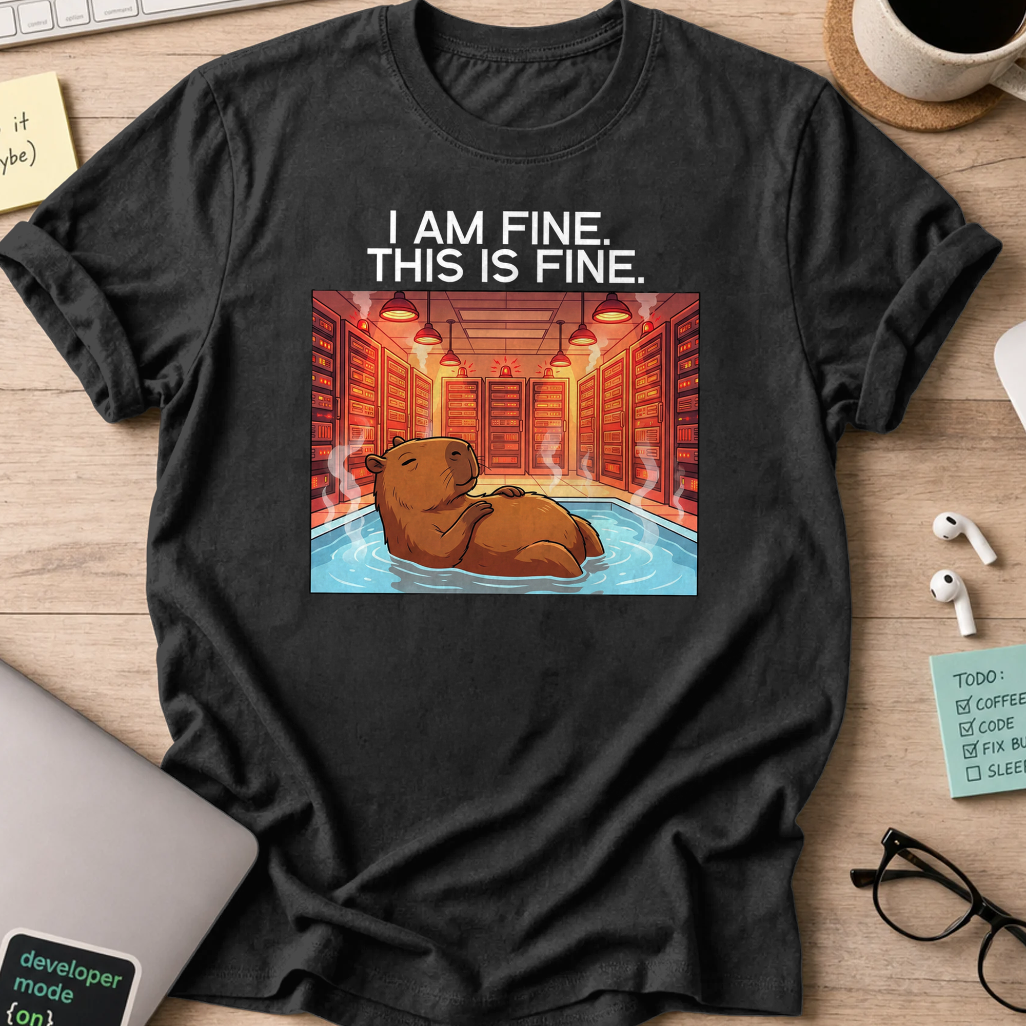 i am fine capybara shirt - Black