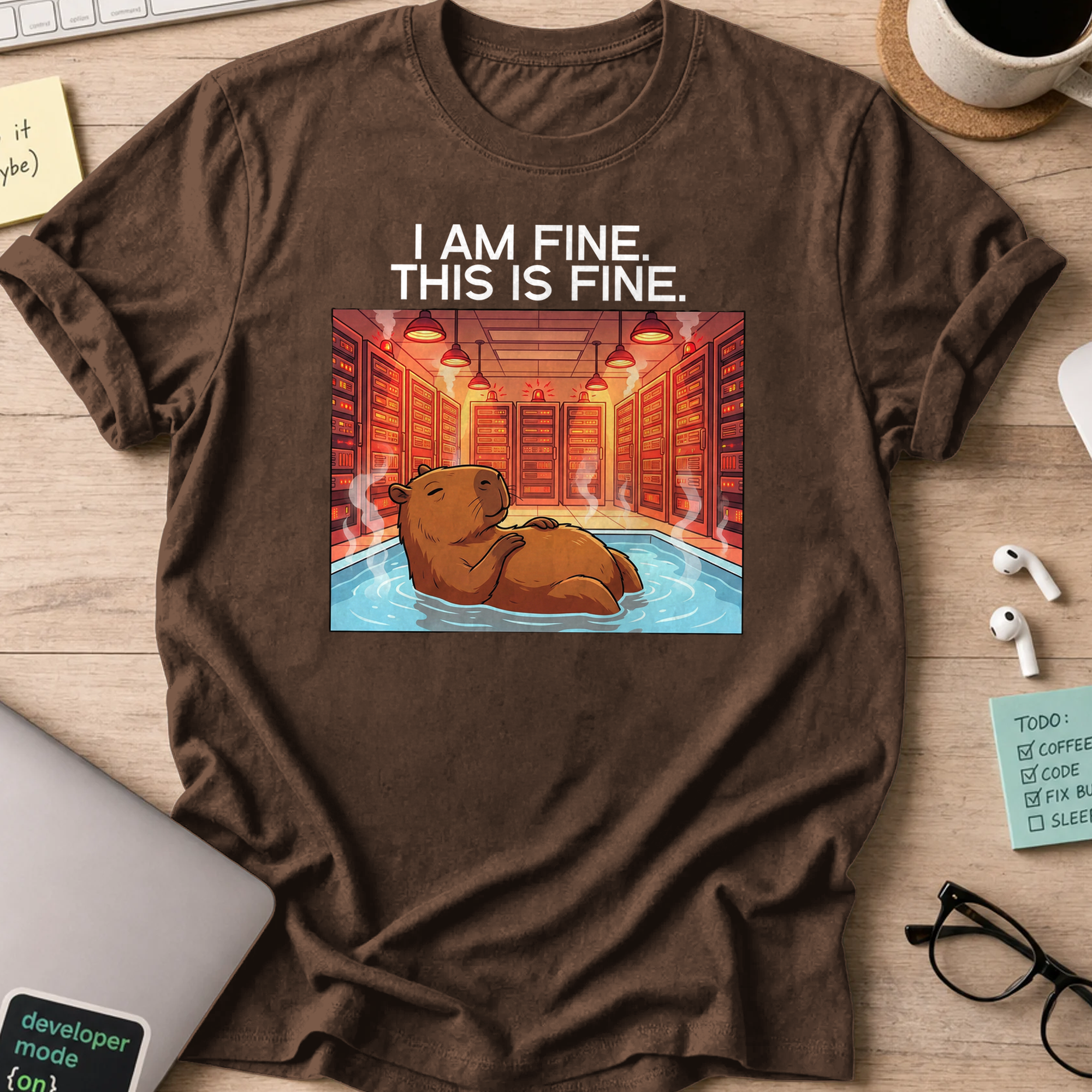 i am fine capybara shirt - Dark Chocolate