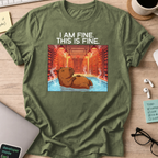 i am fine capybara shirt - Military Green