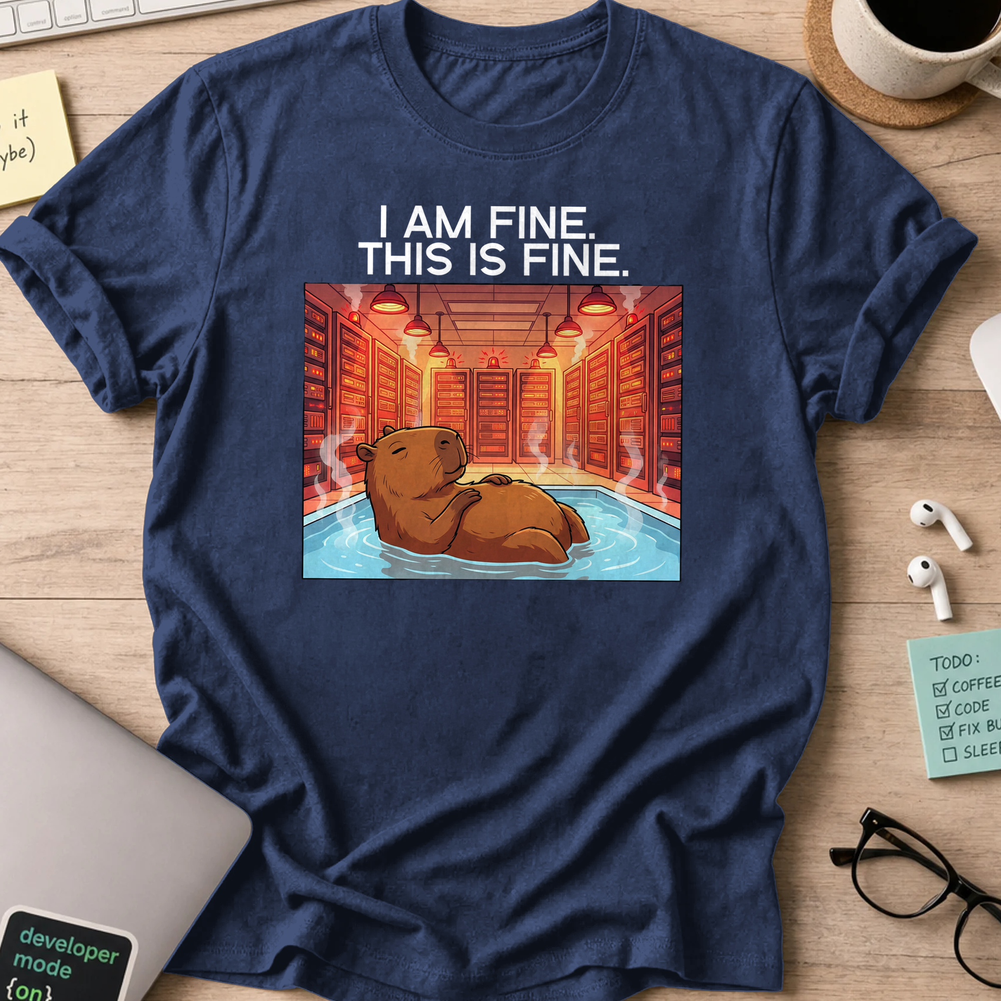 i am fine capybara shirt - Navy