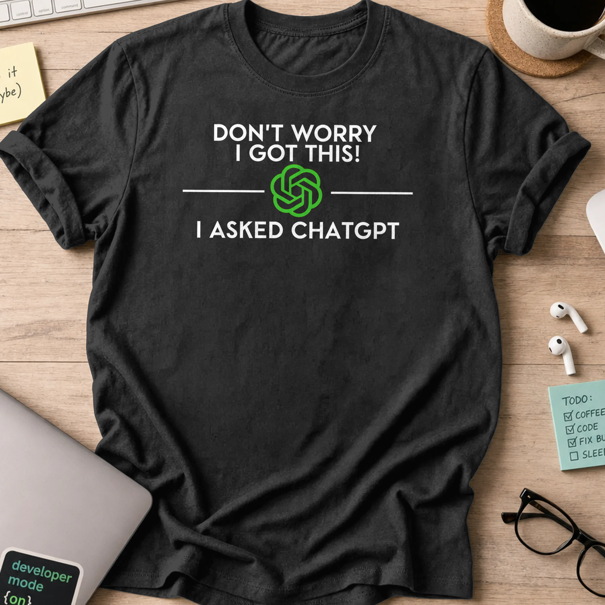 i asked chapgpt shirt - Black