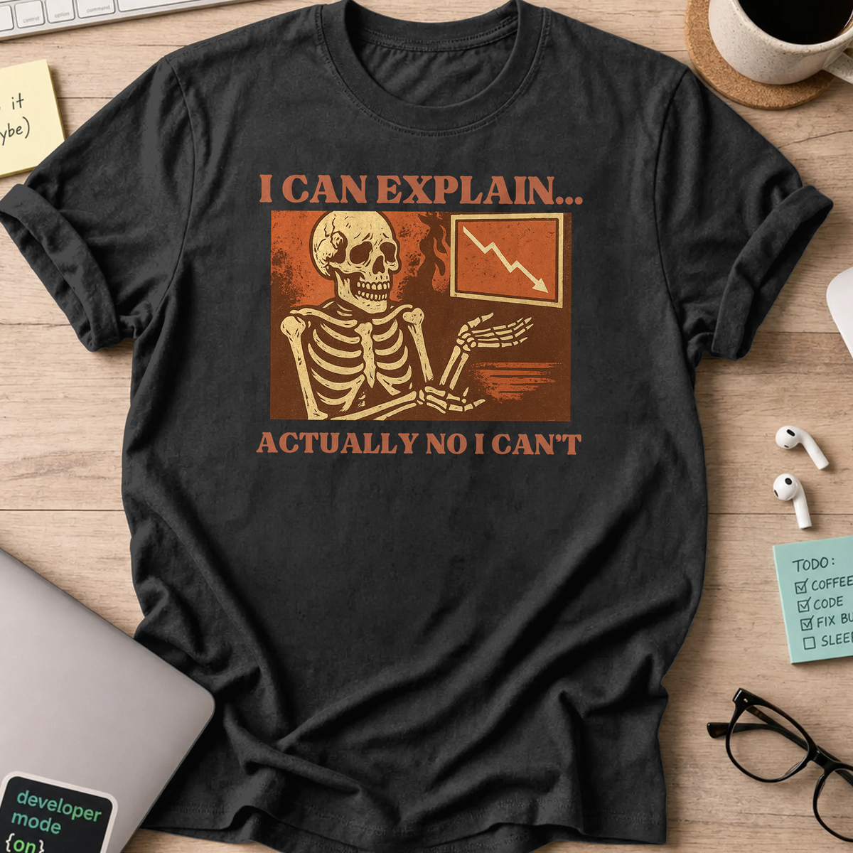 i can explain… actually no i can’t skeleton shirt - Black