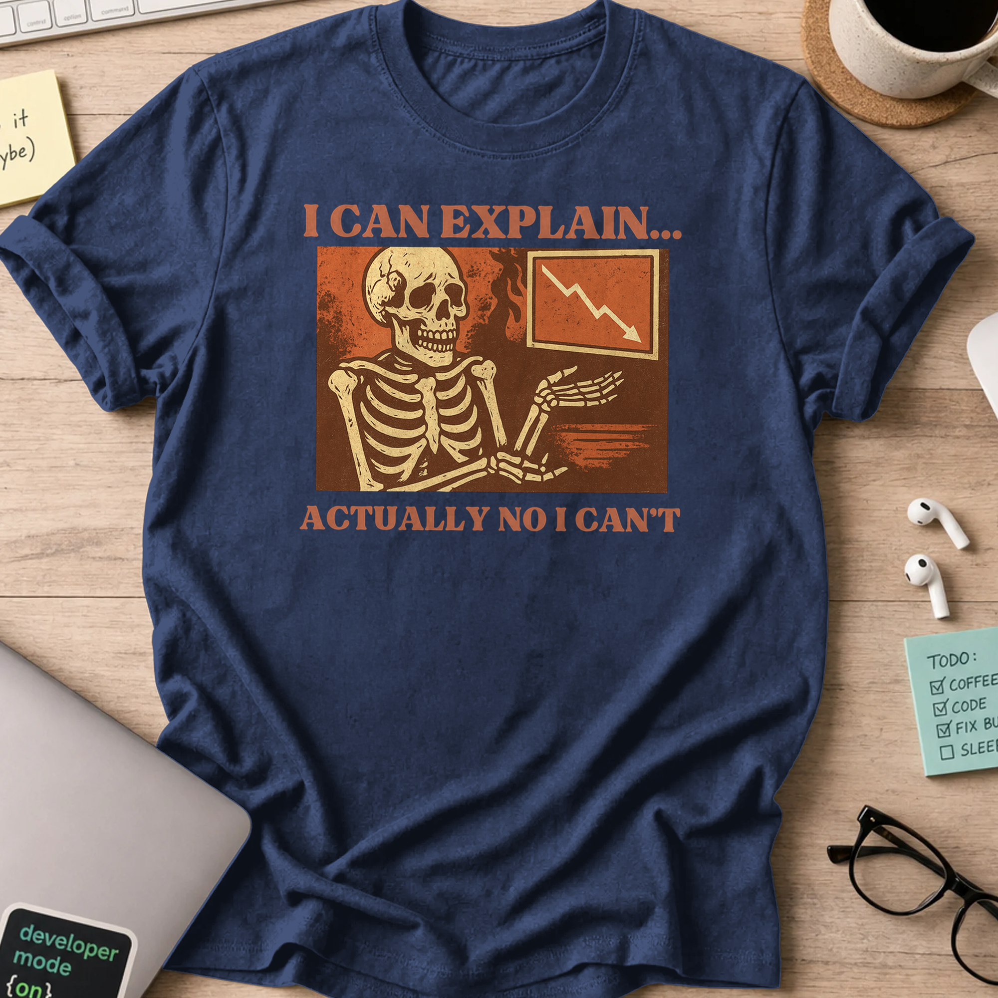 i can explain… actually no i can’t skeleton shirt - Navy