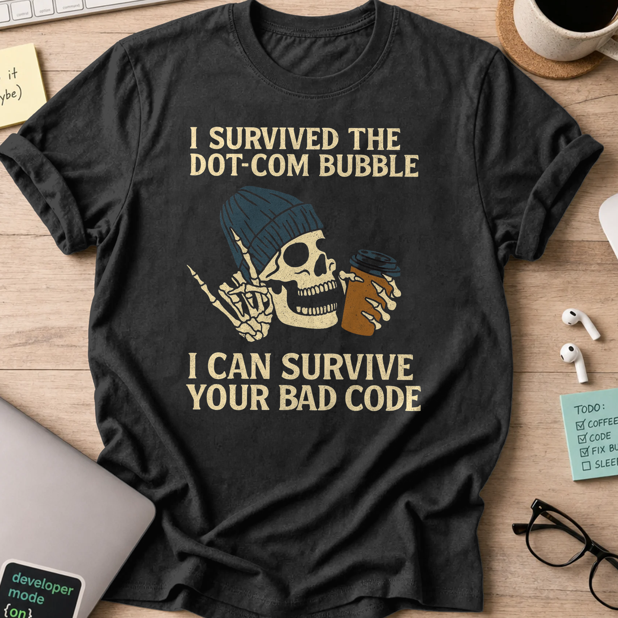 i can survive your bad codes shirt - Black
