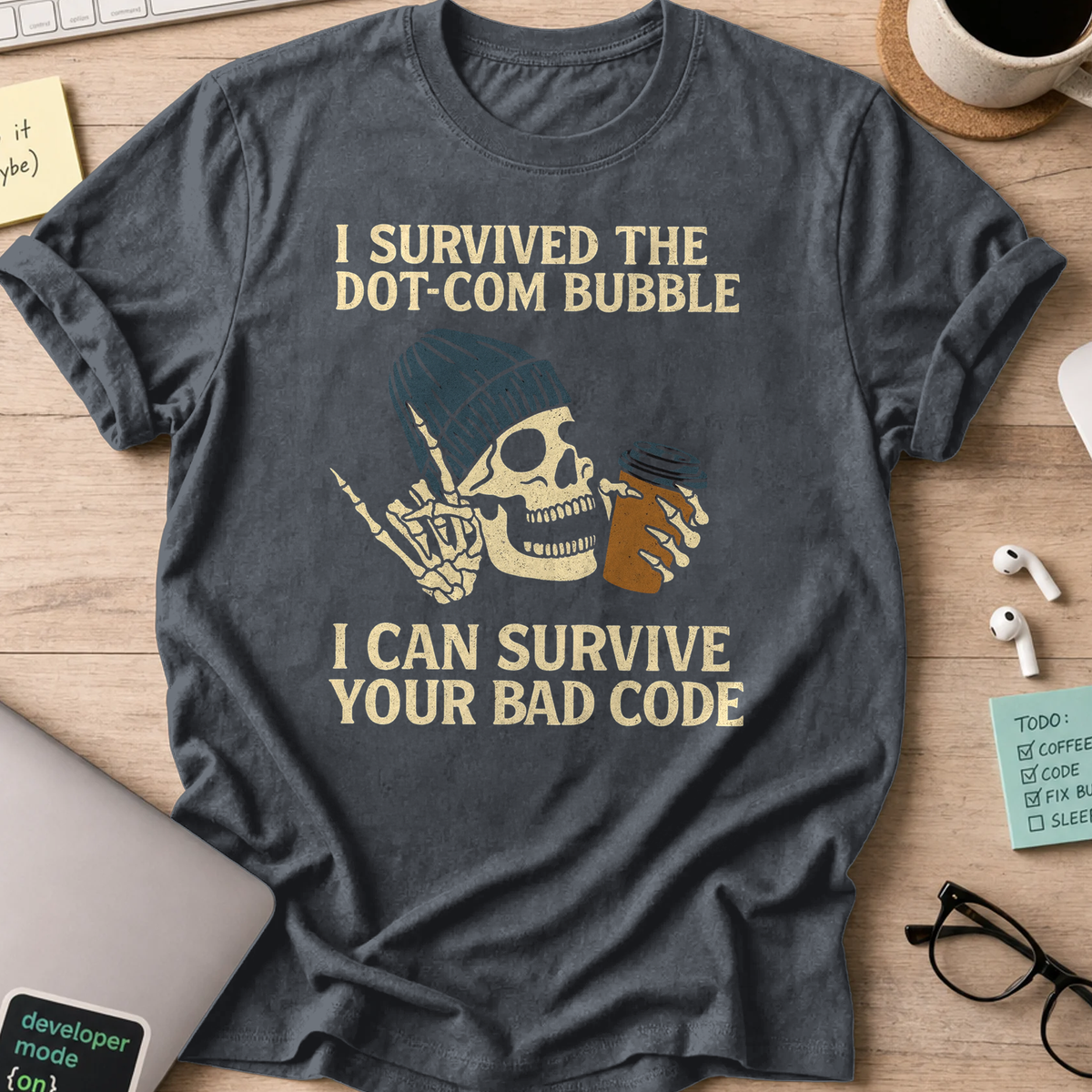 i can survive your bad codes shirt - Dark Heather