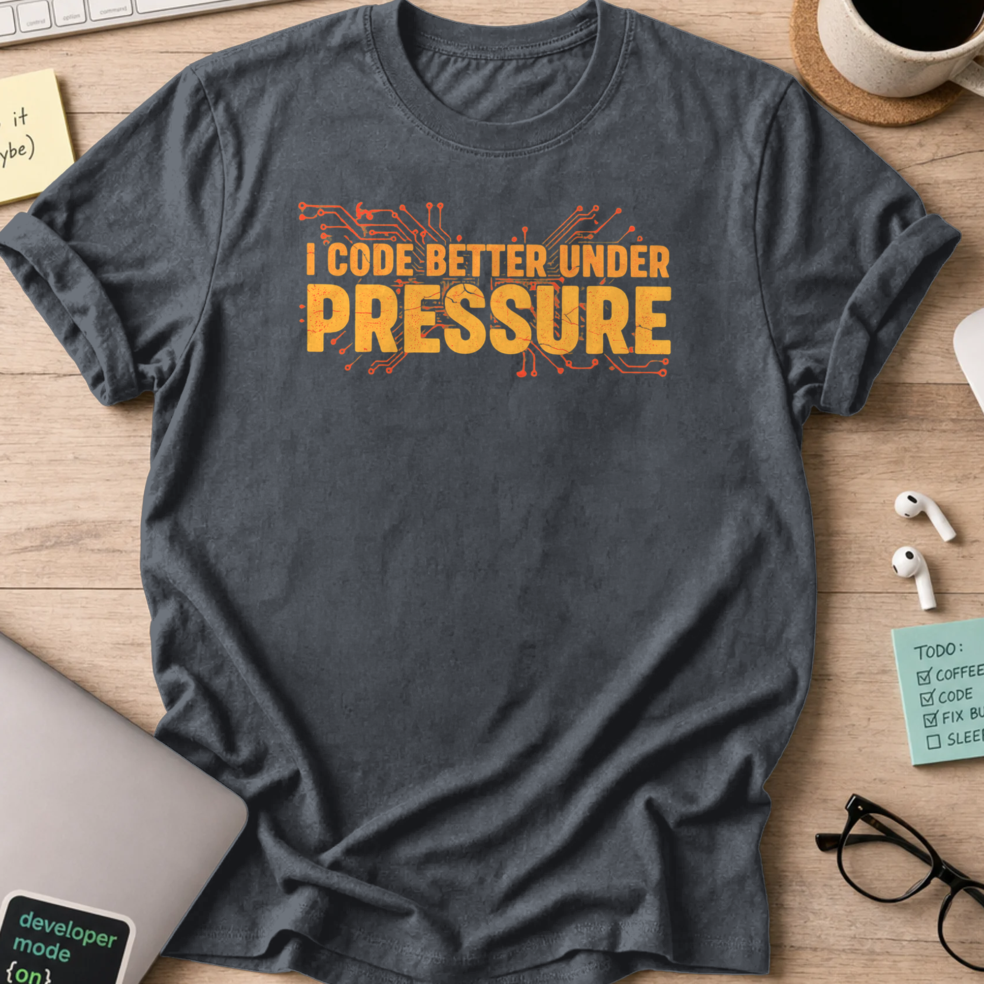 i code better under pressure shirt - Dark Heather