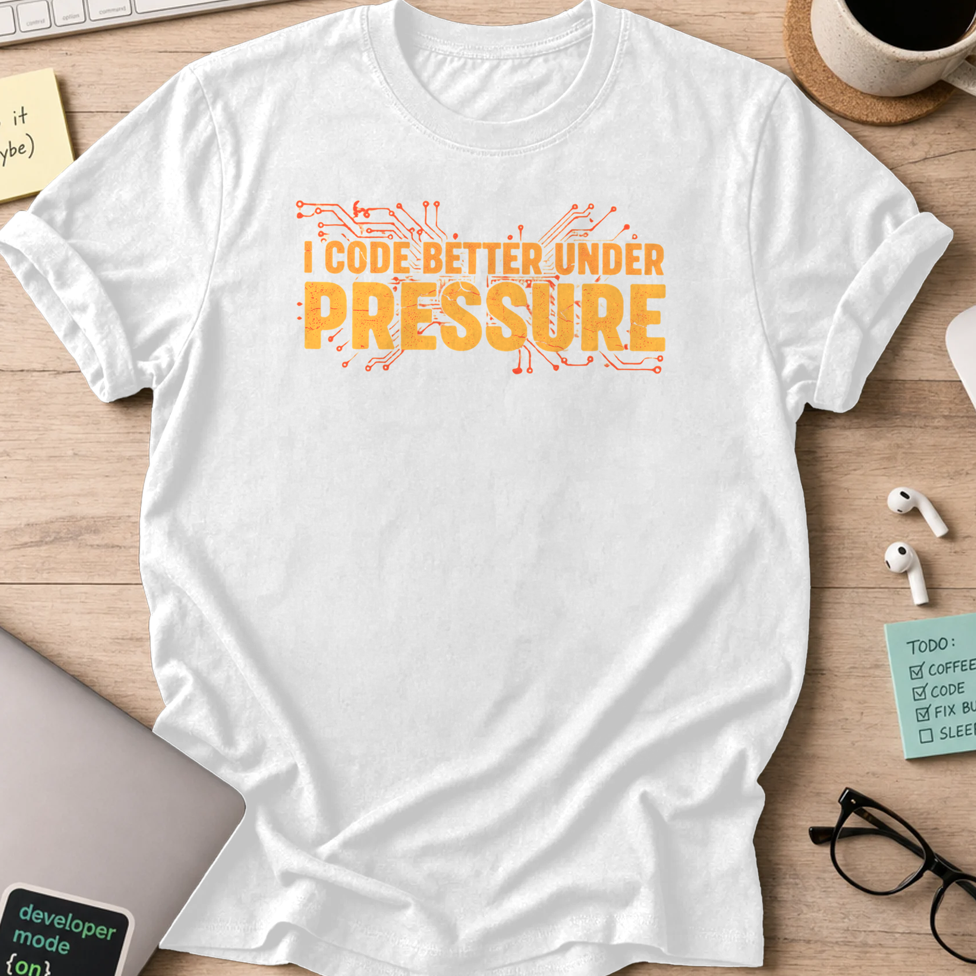 i code better under pressure shirt - White