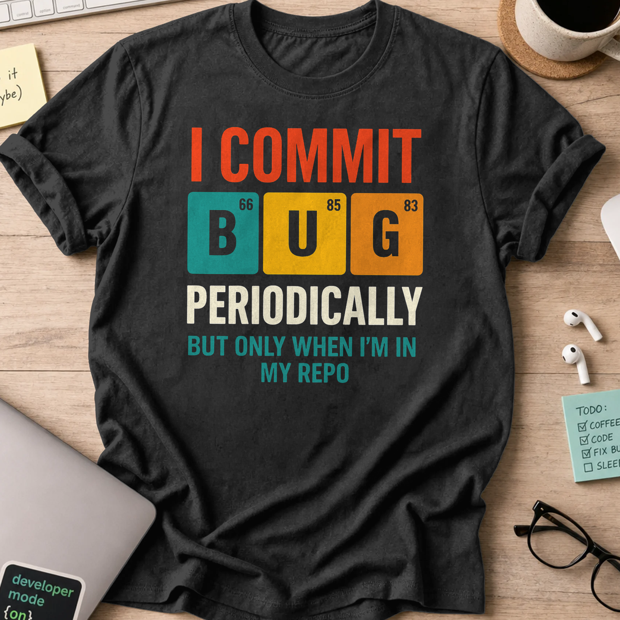 i commit bug periodically shirt - Black