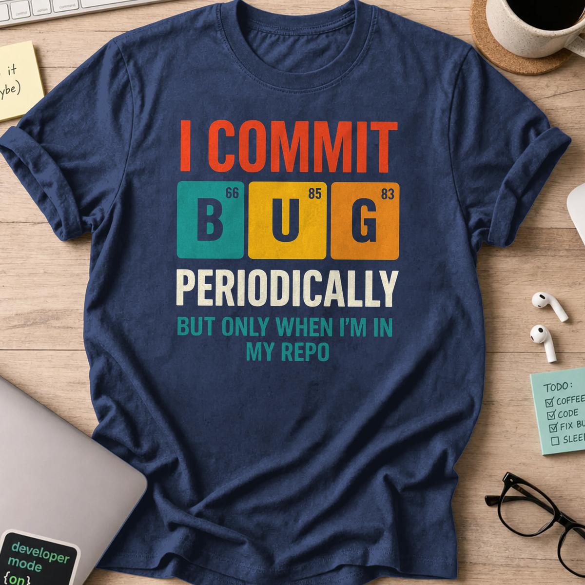 i commit bug periodically shirt - Navy