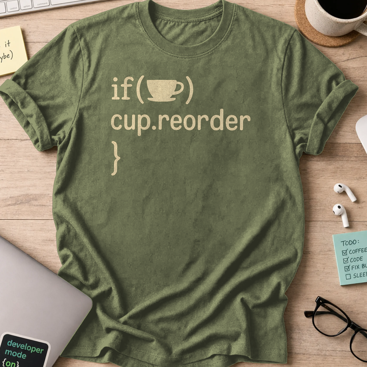 i cup reorder shirt - Military Green