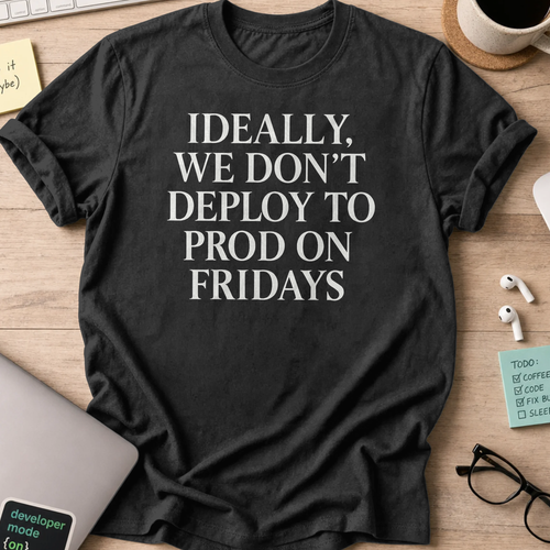 ideally we dont deploy to prod on fridays shirt - Black