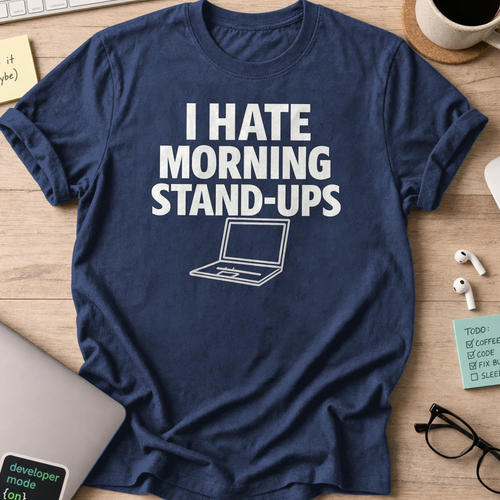 i hate morning stand-ups shirt - Navy