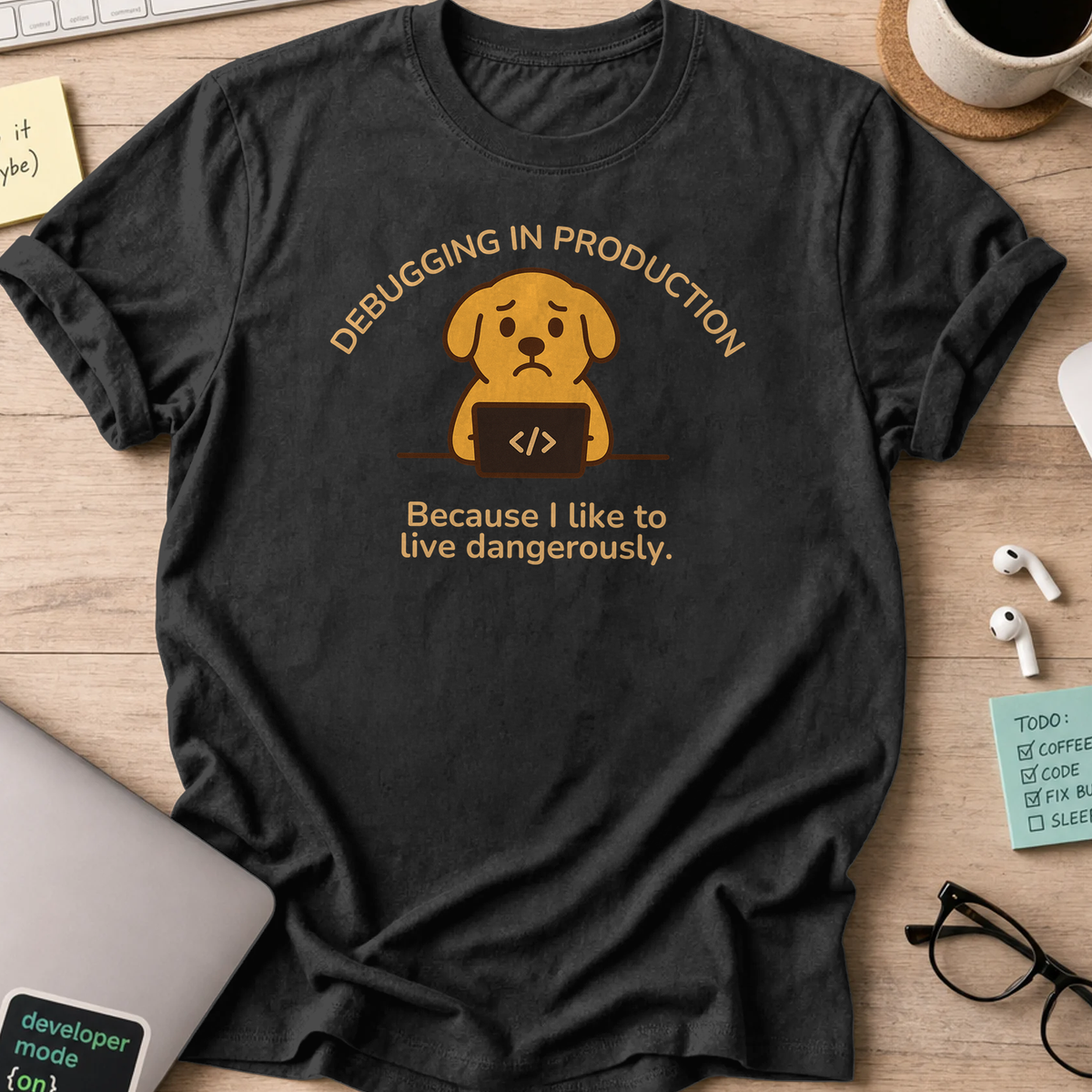 i like to live dangerously shirt - Black