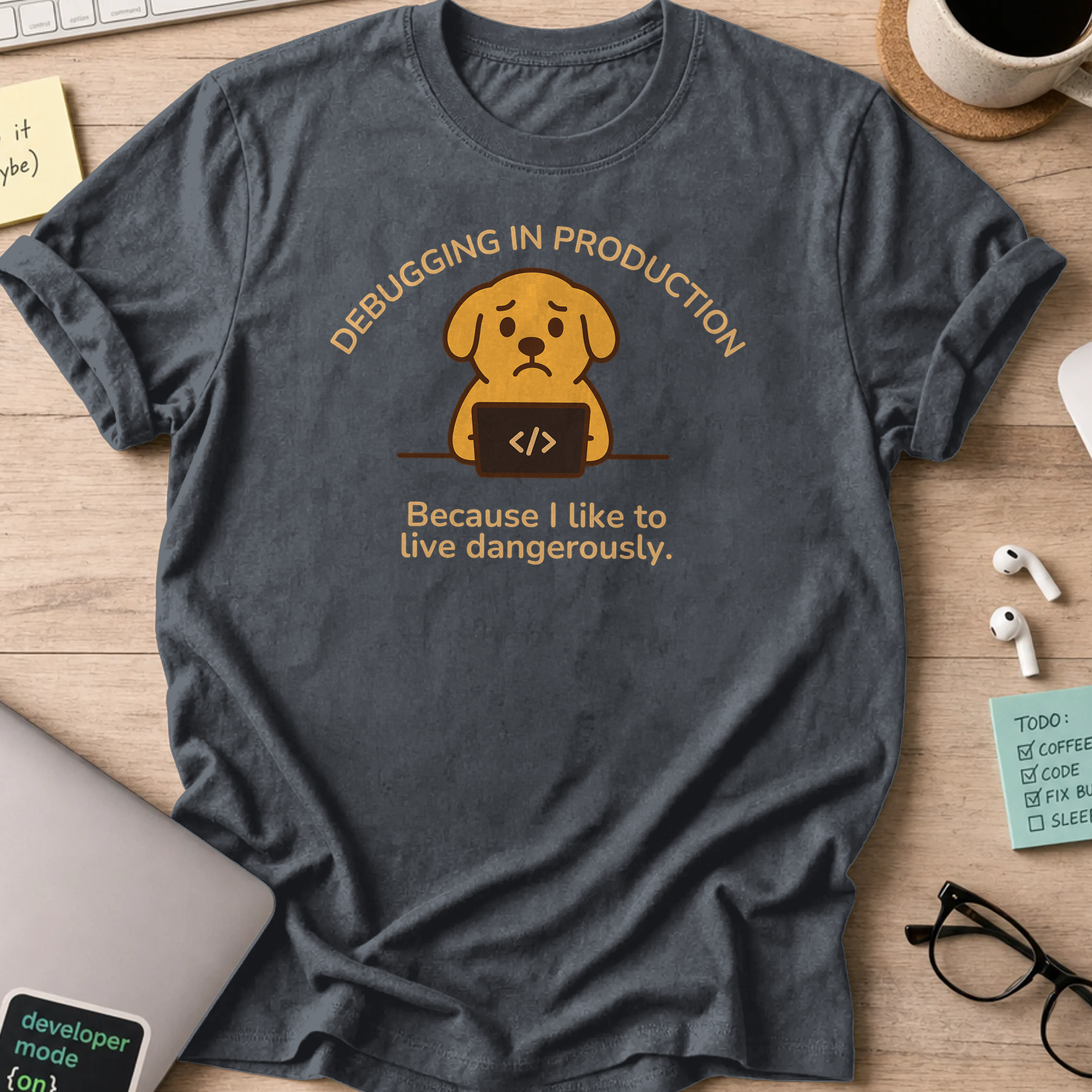 i like to live dangerously shirt - Dark Heather