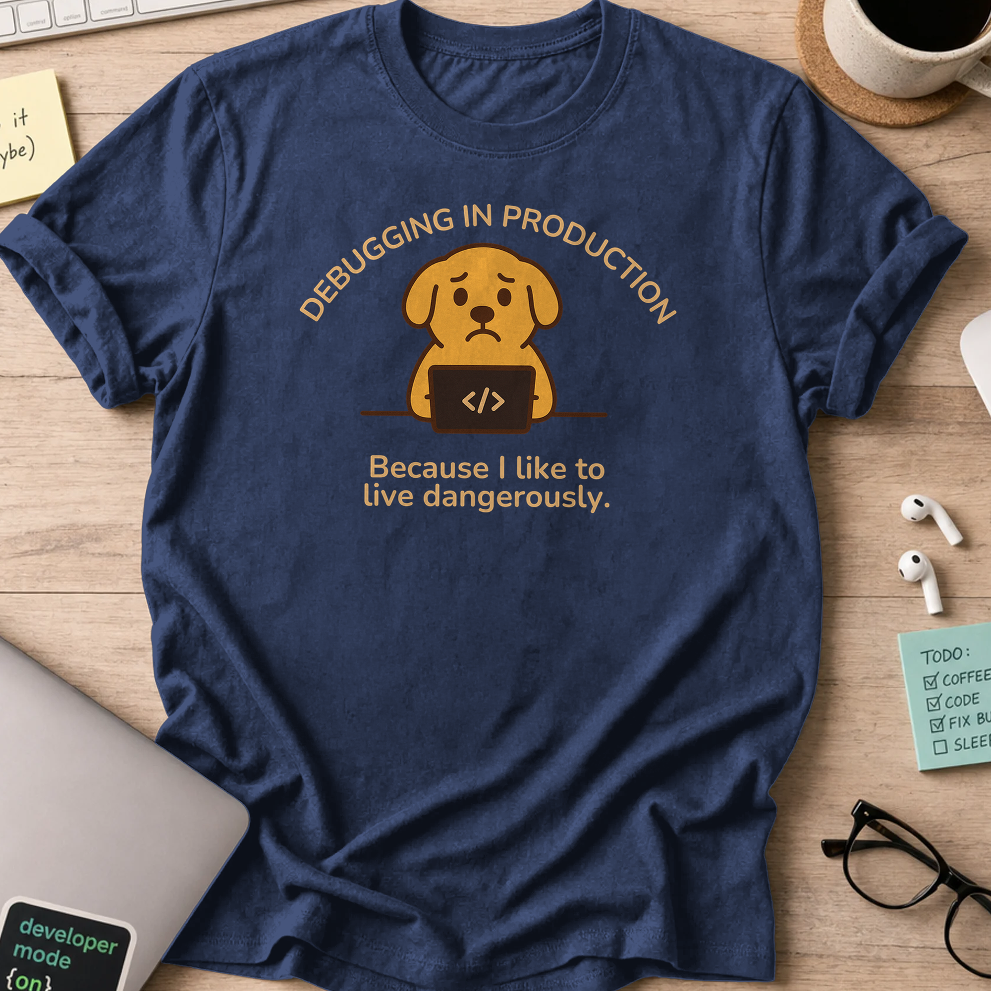 i like to live dangerously shirt - Navy