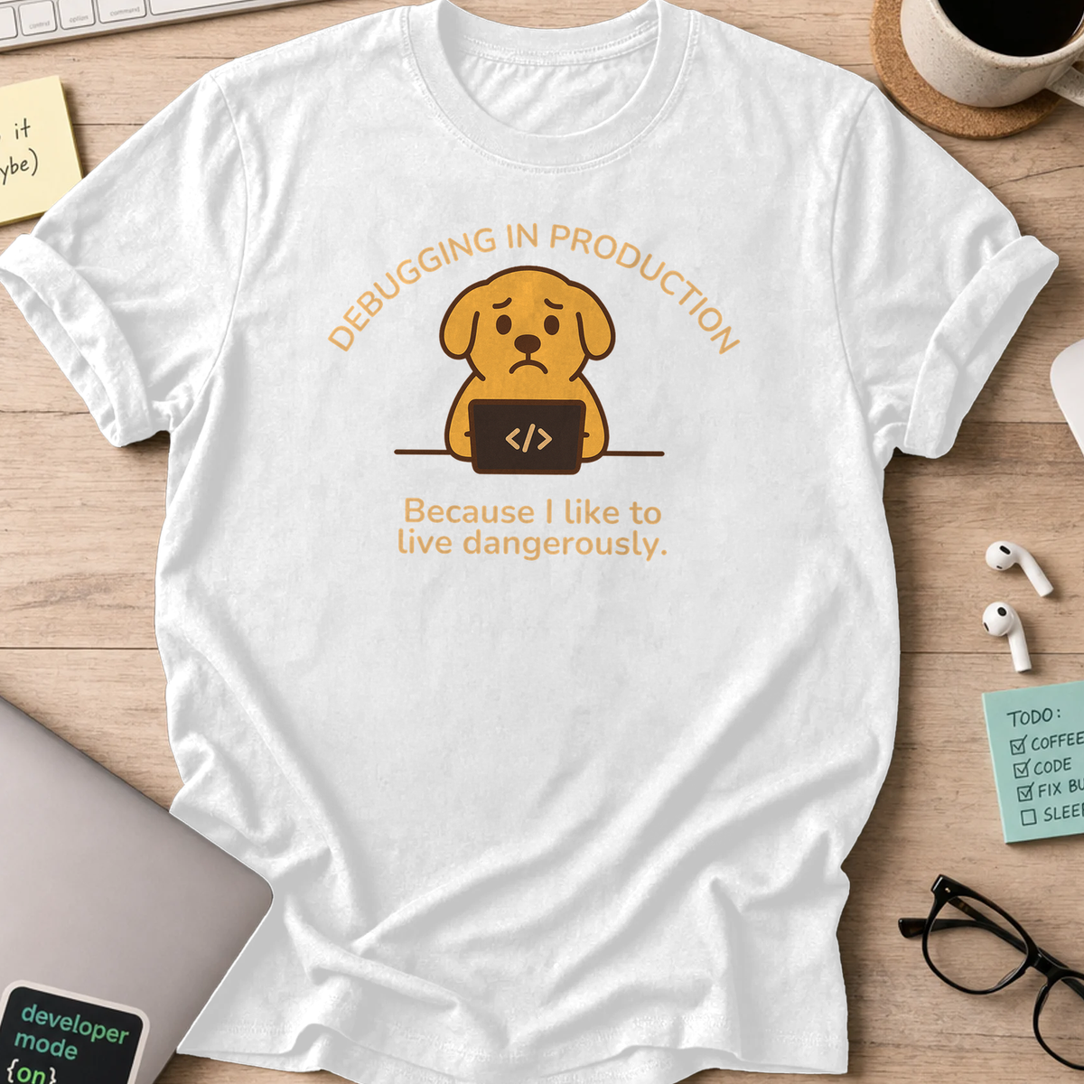 i like to live dangerously shirt - White