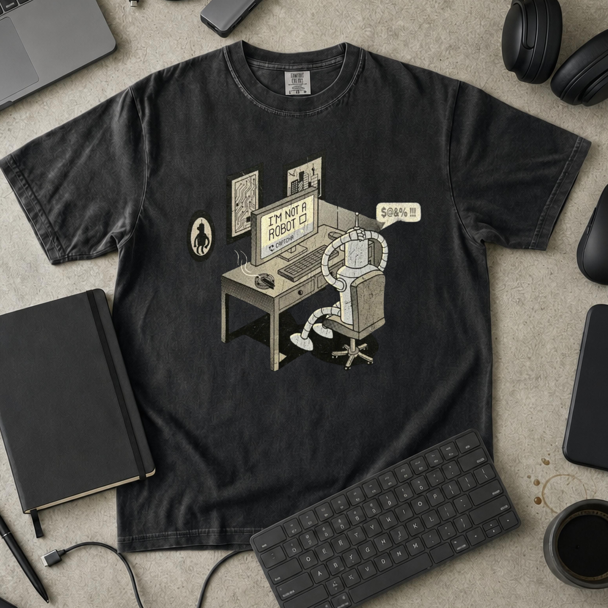 I'm Not A Robot Captcha Premium Shirt — black Premium Shirt mock-up